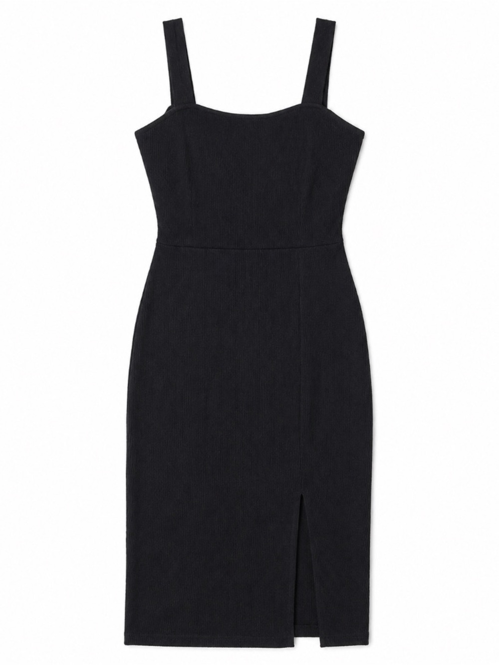 🆕 Popular 21 • Black • Ribbed • Midi Dress • Side Slit • Size Large